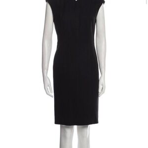 Akris Punto Black Cap-Sleeve Midi Sheath Dress